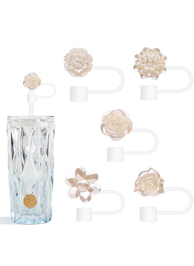 ZVEV 5PCS Straw Cover Cap for Stanley Cup Compatible with 30 and 40 Oz Tumbler Handles 10mm 0.4in With Decorated keychain Dust Proof Reusable Straw Tips Lids - Image 1