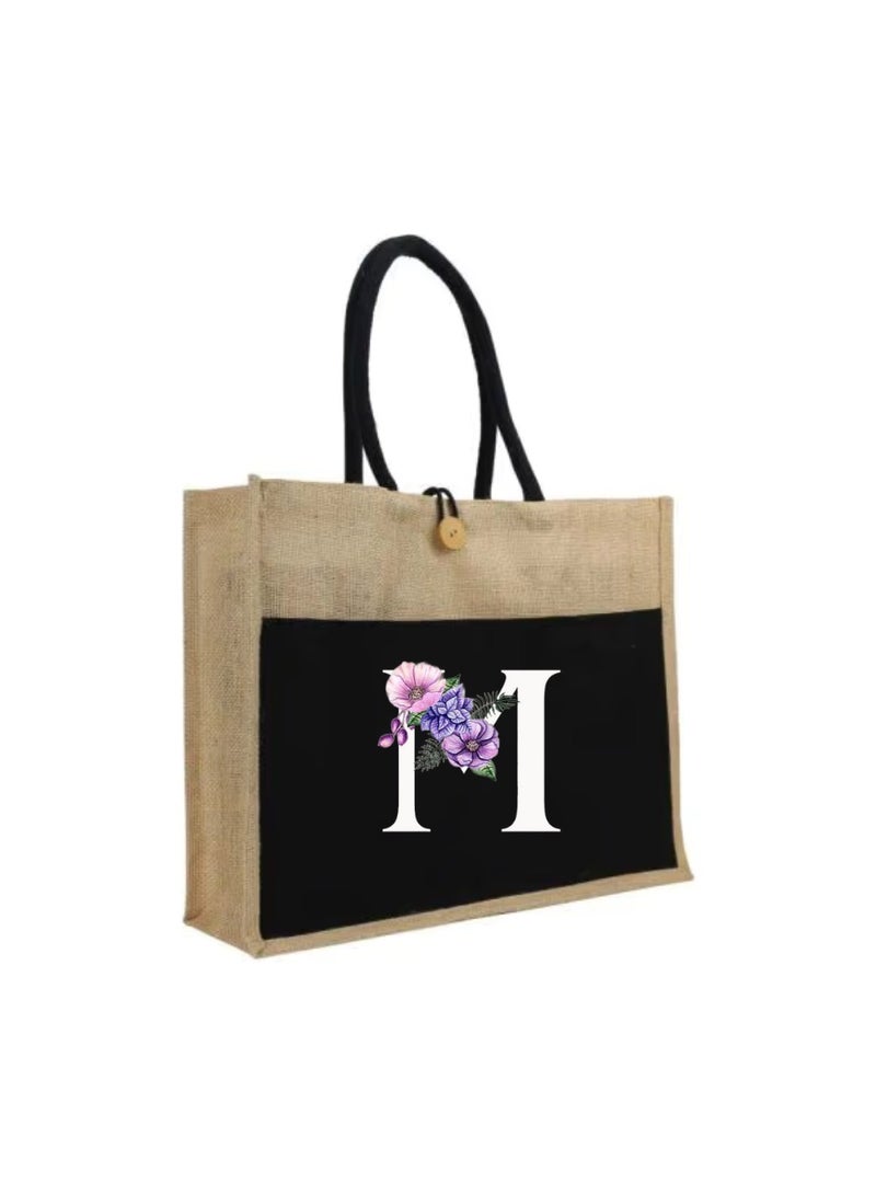 PRINTSHOP4ME Jute Bag Initial Letter Printed Design–Reusable,Durable Tote Bag For Gifting Or Everyday Use|Used For Festive Celebrations&Gifts For Special Person - Image 1