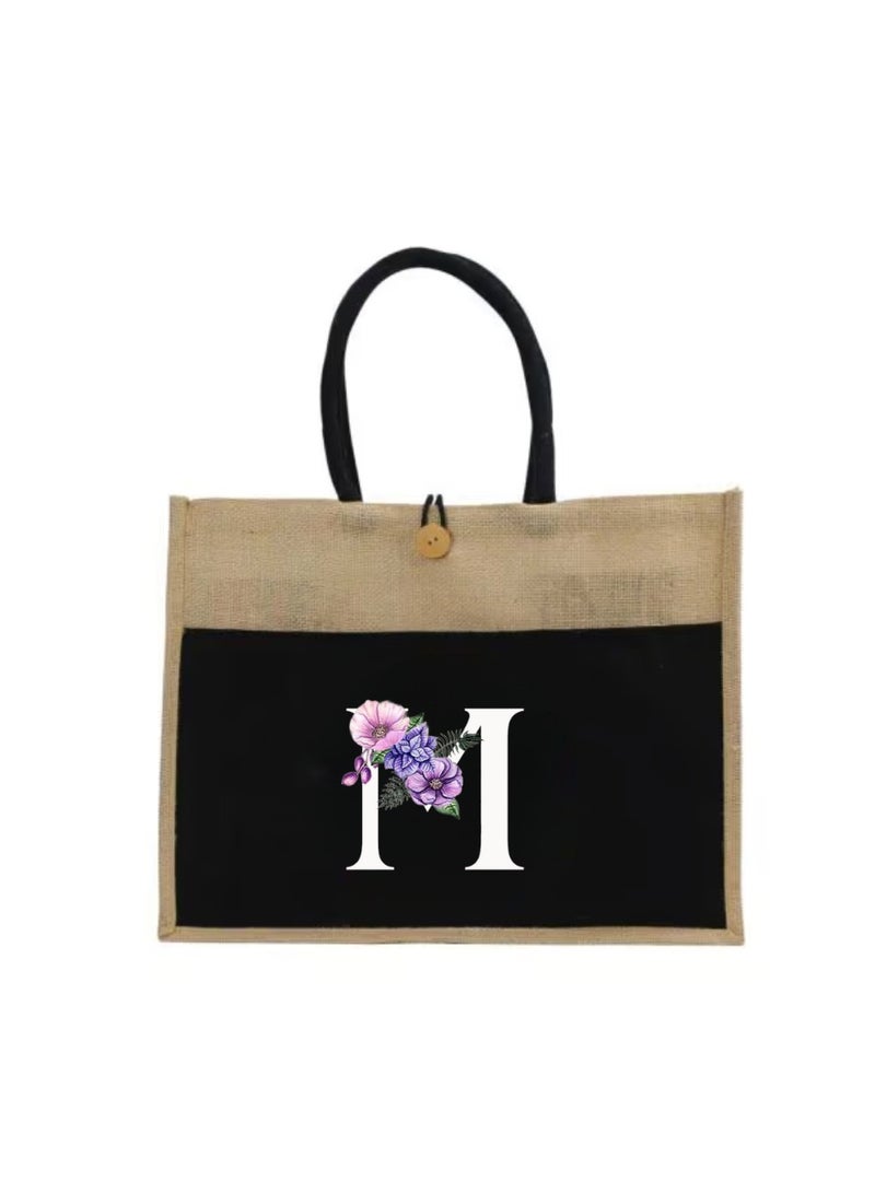 PRINTSHOP4ME Jute Bag Initial Letter Printed Design–Reusable,Durable Tote Bag For Gifting Or Everyday Use|Used For Festive Celebrations&Gifts For Special Person - Image 2
