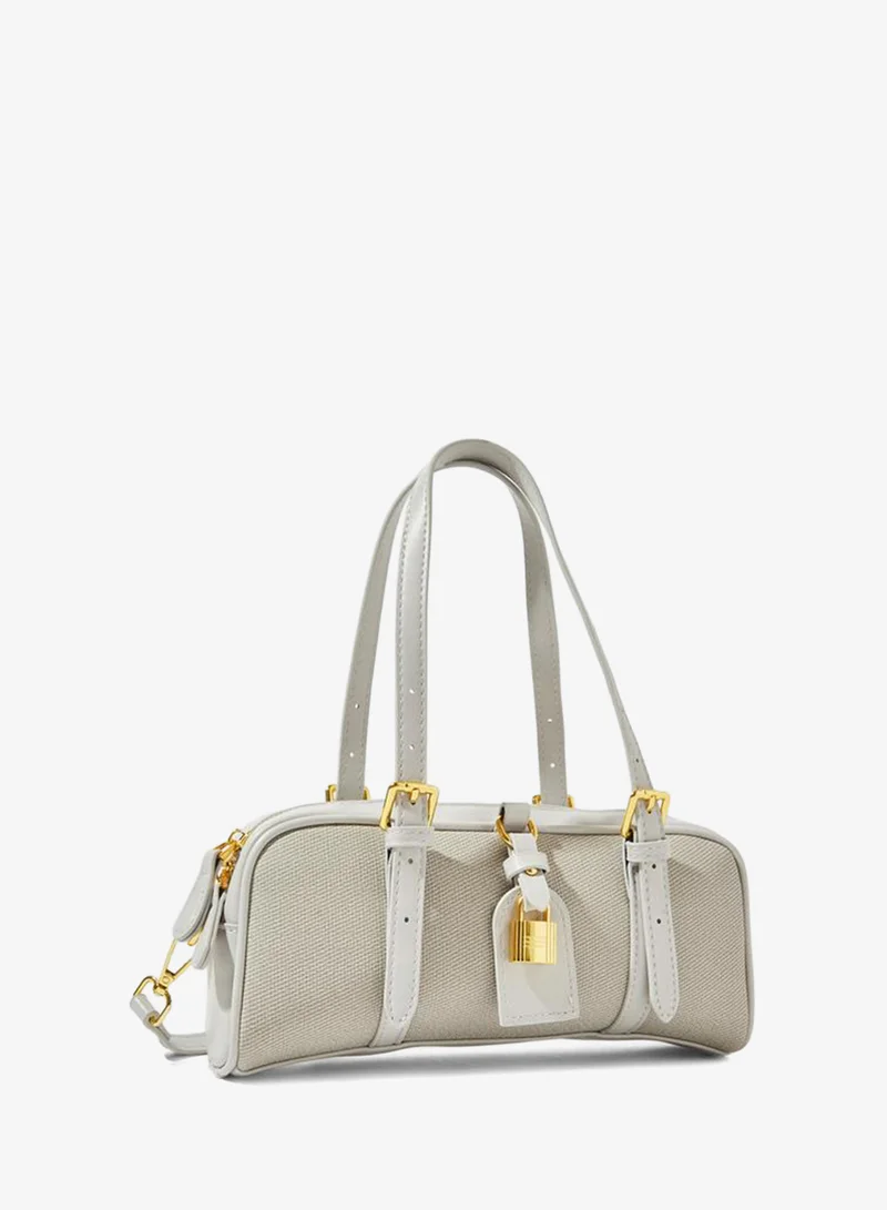 Grey Handbag with Gold Hardware