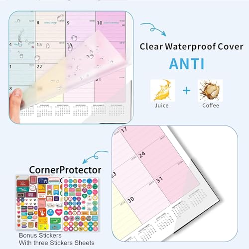 Dayvorax 2026-2027 Desk Calendar - 22" x 17", 18 Month Calendar Jul 2026 - Dec 2027, Large Monthly Desktop Calendar with Daily Blocks, Thick Paper, Corner Protectors - Colorful (3 Stickers Included) - Image 5