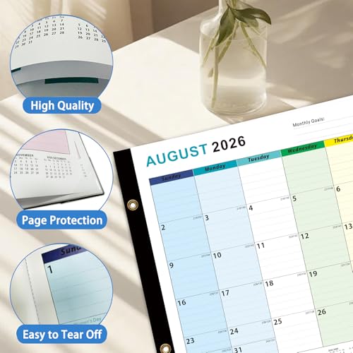 Dayvorax 2026-2027 Desk Calendar - 22" x 17", 18 Month Calendar Jul 2026 - Dec 2027, Large Monthly Desktop Calendar with Daily Blocks, Thick Paper, Corner Protectors - Colorful (3 Stickers Included) - Image 3