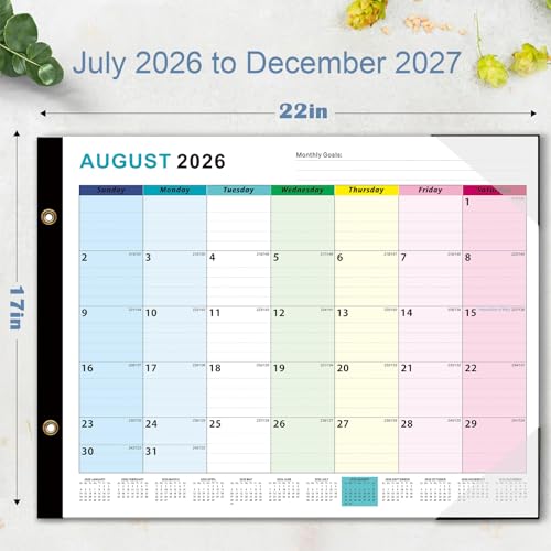 Dayvorax 2026-2027 Desk Calendar - 22" x 17", 18 Month Calendar Jul 2026 - Dec 2027, Large Monthly Desktop Calendar with Daily Blocks, Thick Paper, Corner Protectors - Colorful (3 Stickers Included) - Image 4