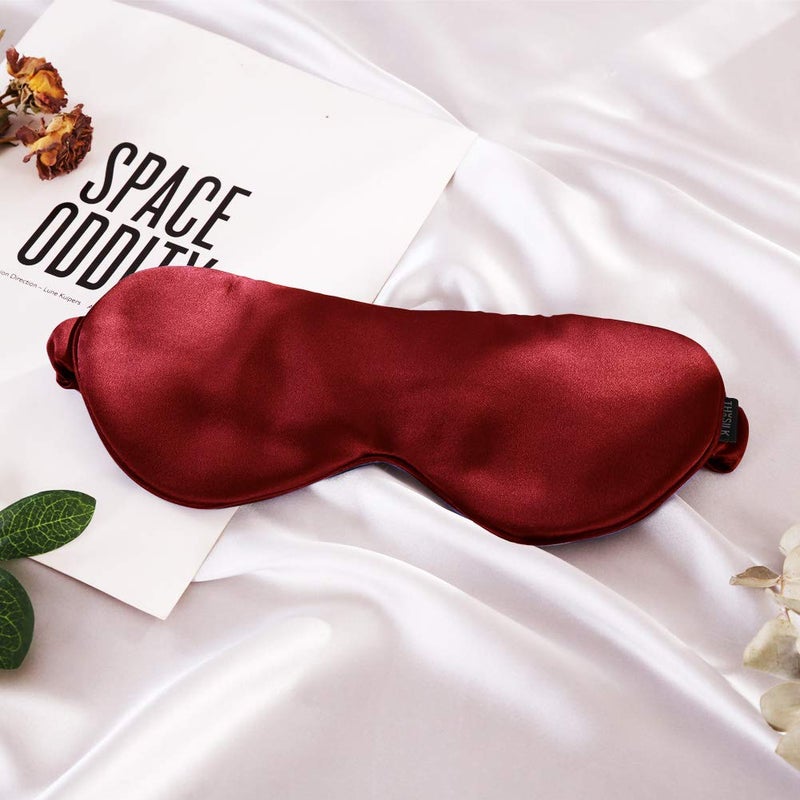 THXSILK Sleep Mask 22 Momme Mulberry Silk Eye Mask for Women Men Super Soft Cooling Eye Mask with Elastic Band for Sleeping TravelRed