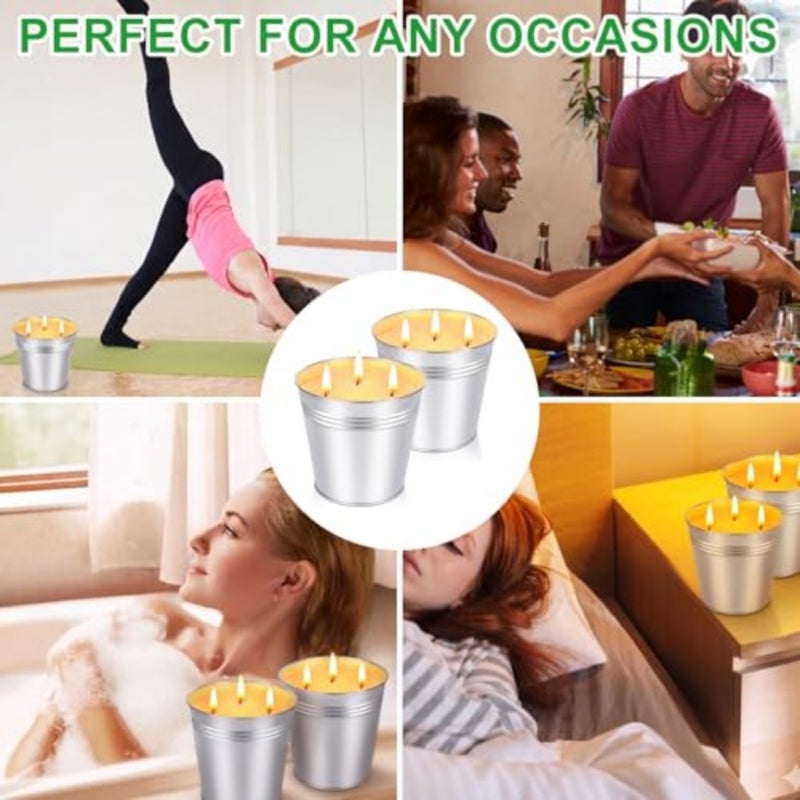 Natural Soy Wax Scented Candle Patio Yard Balcony Camping BBQ Diwali Ramadan Gatherings 2 Pack 20oz 3 Wick Citronella Candle Lemongrass Fragrance Infused Jar Candle 200 Hours Burn Time Candles Outd - Image 4