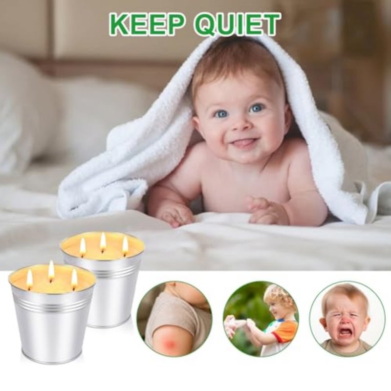 Natural Soy Wax Scented Candle Patio Yard Balcony Camping BBQ Diwali Ramadan Gatherings 2 Pack 20oz 3 Wick Citronella Candle Lemongrass Fragrance Infused Jar Candle 200 Hours Burn Time Candles Outd - Image 3
