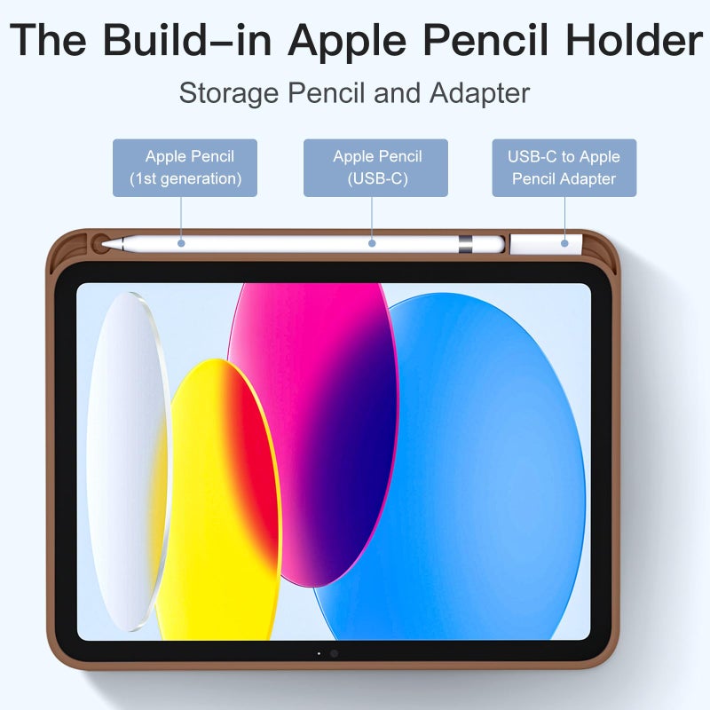 Akkerds Compatible with iPad (A16) 11th Generation Case 11 Inch 2025, for iPad 10th Generation Case 10.9 Inch 2022 with Pencil Holder, Slim Trifold Stand Protective Cover with Soft TPU Back, Brown - Image 4