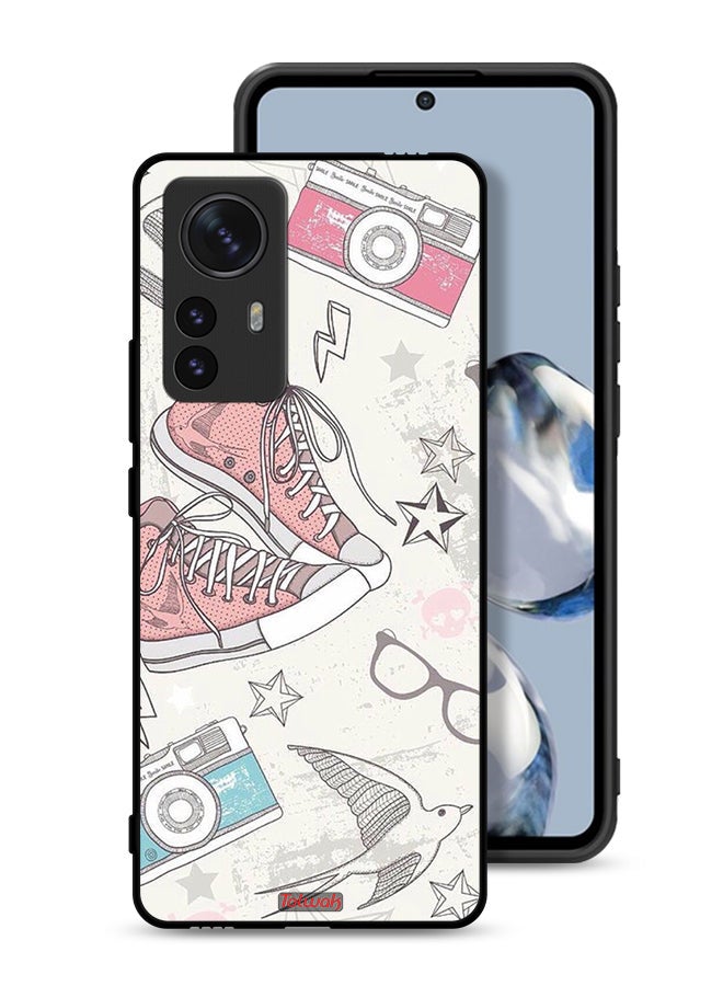 Tolwak Xiaomi 12S Pro Protective Case Cover Canva Shoes And Camera Art - Image 1