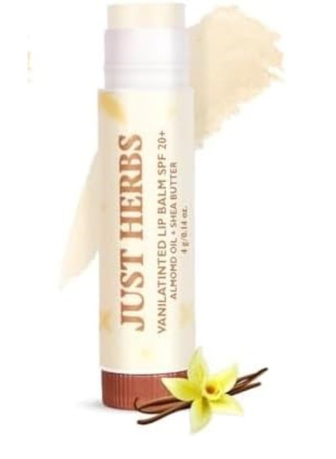 جاست هيربز بلسم شفاه ملون من "جست هيربس" (Just Herbs) بعامل حماية SPF 20+ لتفتيح الشفاه الداكنة - 4 جم (نكهة الفانيليا) - عبوة من قطعتين - Image 2