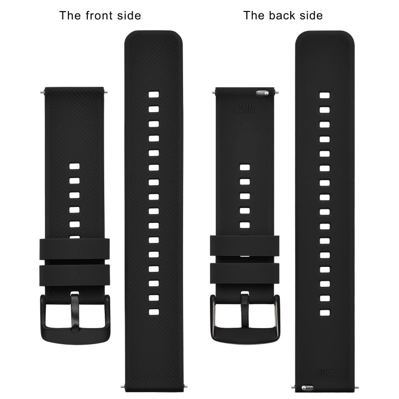 BISONSTRAP Watch Strap 20mm, Quick Release Silicone Watch Bands for Men Women (Black, Black Buckle) - Image 3