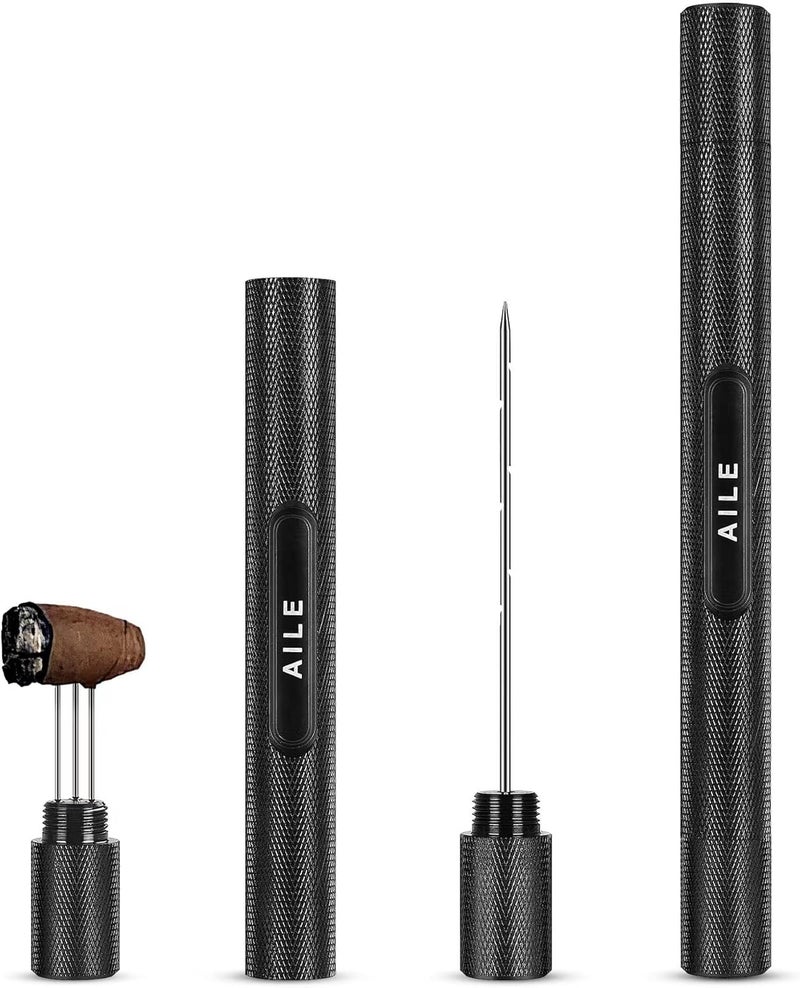 AILE Cigar Punch Enhancer Tool & Nubber,Cigar Draw Cigar Poker for Piercing, Portable Cigar Accessory, More Enjorable(Black) - Image 1