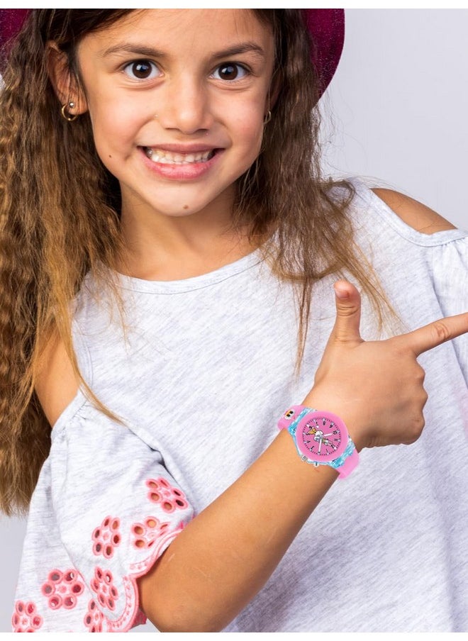 Shocknshop Shocknshop Nylon 3D Cartoon Analouge With 7 Color Glowing Disco Light Unisex Analogue Watch For Kids Girls And Boys (Pink Dial Duck), Pink Band  - Image 5