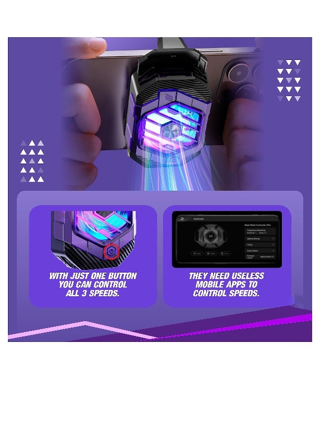 RGB Gaming Phone Cooler, Fast Semiconductor Radiator Cooling Pad for Smartphones, Compatible with iPhone/Android for PUBG Mobile  COD Mobile (Dark Purple  Black) - Image 3