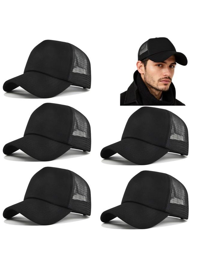 Tergy 2/5/6 Packs Vintage Washed Plain Baseball Cap Distressed Dad Golf Hat for Men Women, 5 Black, One size - Image 1