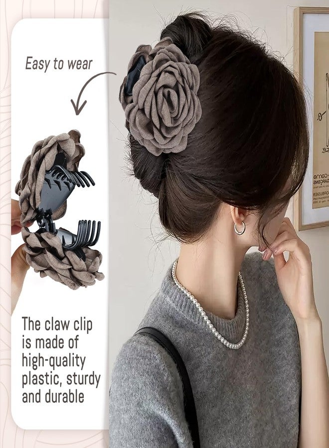 Cinaci 3 Pieces Vintage Rose Flower Hair Claws Clips with Strong Hold Floral Updo Hair Clips Barrettes Accessories for Women Girls - Image 5