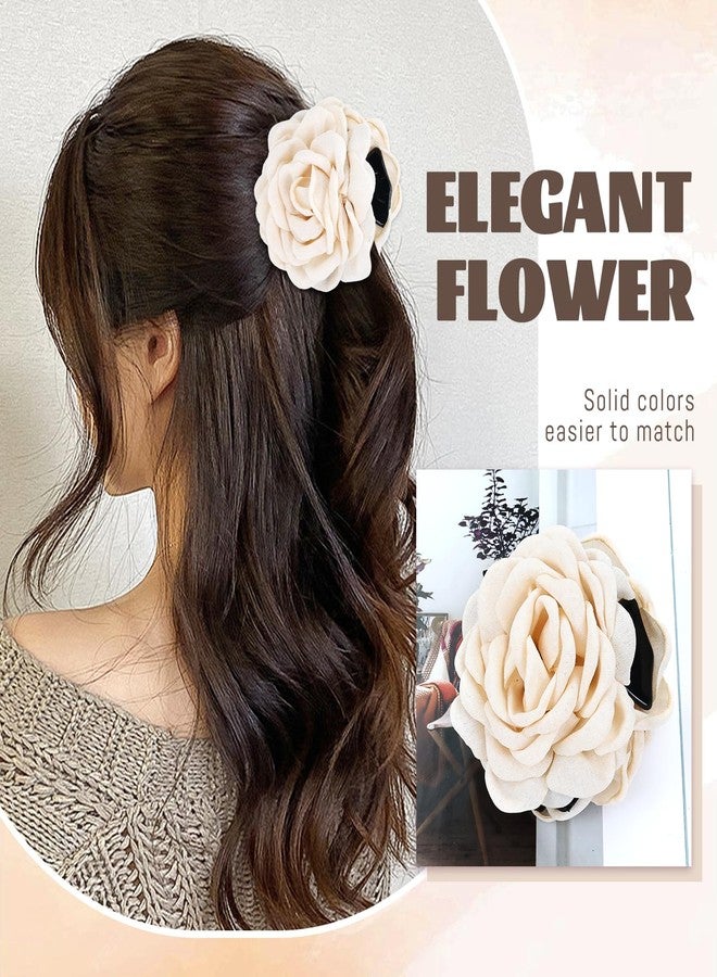 Cinaci 3 Pieces Vintage Rose Flower Hair Claws Clips with Strong Hold Floral Updo Hair Clips Barrettes Accessories for Women Girls - Image 3