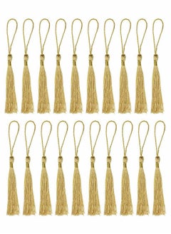 Y&D Tassels Mini Silky Handmade Soft Flossy Bookmark with Cord Loop for Keychain Earring Jewelry Making, Souvenir, Graduation, Clothing Sewing, Gift Tag DIY Craft, 20PCS (Gold)  - Image 1