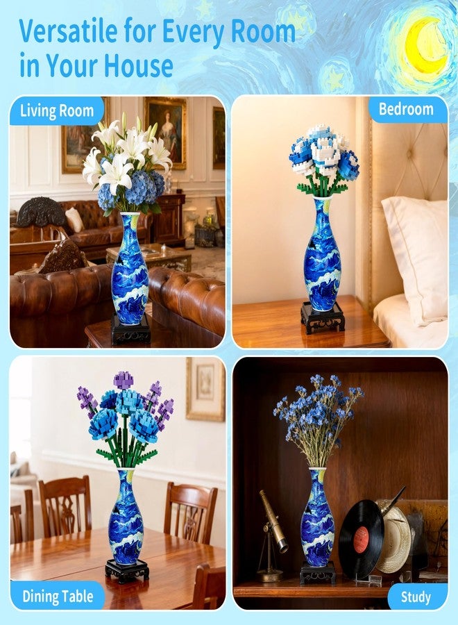 BELEEV 3D Puzzle Vase for Adults, 160 Pieces DIY Plastic Flower Vase, Compatible with Block Flowers, Unique Home & Office Decor, Housewarming and Birthday Gift for Flower Arrangements (Starry Ocean) - Image 3