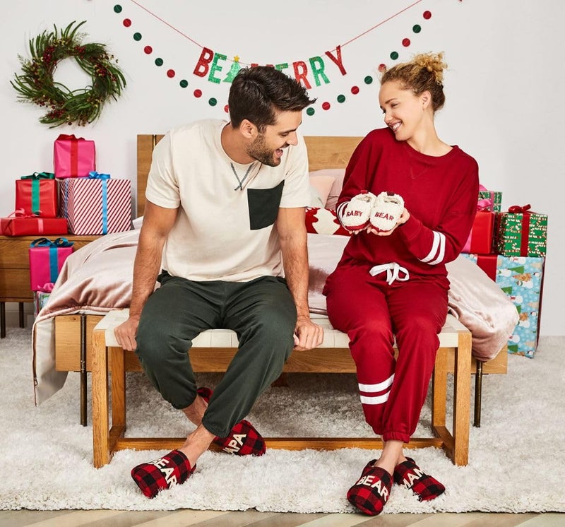 Dearfoams Women's Gifts for Mom Cute Cozy Mothers Day Mama Bear Slipper, Buffalo Plaid, 11-12 - Image 2