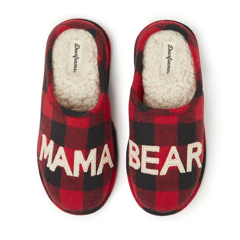Dearfoams Women's Gifts for Mom Cute Cozy Mothers Day Mama Bear Slipper, Buffalo Plaid, 11-12 - Image 5