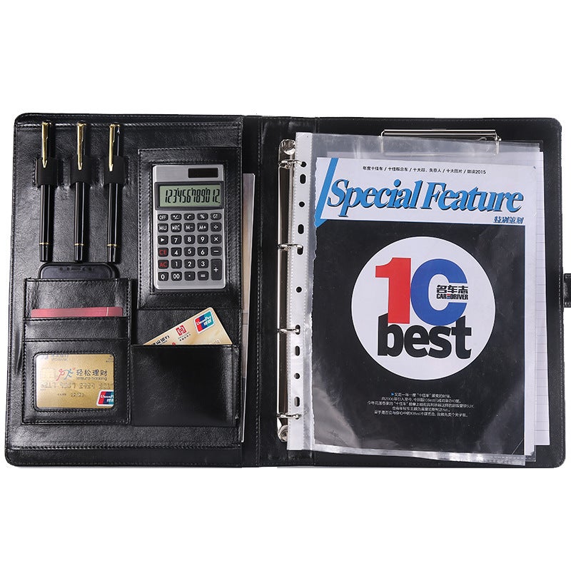 Factory A4 Loose-Leaf Information Manager Folder With Zipper Bag Business Office Sales Contract Signing Plate Leather - Image 2