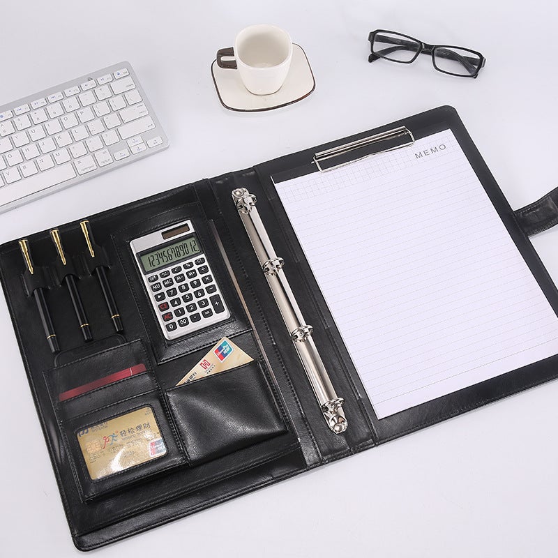 Factory A4 Loose-Leaf Information Manager Folder With Zipper Bag Business Office Sales Contract Signing Plate Leather - Image 5