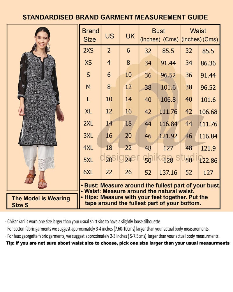Ada Lucknowi Hand Embroidered Chikankari Cotton Kurta Kurti Tunic for Women A253605 (Sea Green, M) - Image 3