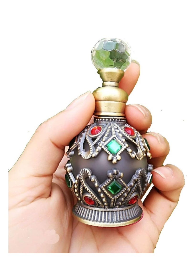 زجاجة عطر من الزجاج العتيق سعة 15 مل، زجاجة عطر عتيقة قابلة لإعادة الملء من الكريستال والأحجار الكريمة لتزيين المنزل والزفاف، زجاجة عطر كريستالية - Image 1