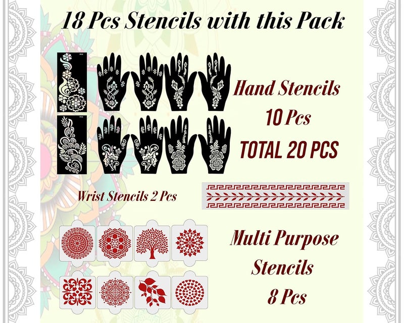 ivana's Ivanas Set of 20 Pcs Combo Pack Reusable Mehandi Design Sticker Stencils For Both Hand  Mehendi Temporary Tattoo  Quick And Easy To Use For Girls Women Kids  Teen D2053 - Image 4