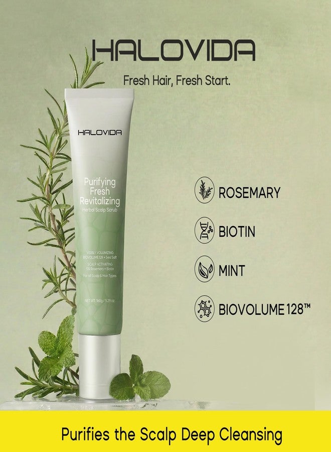 HALOVIDA Sea Salt Rosemary & Mint Scalp Scrub, Clean Silicon Oil-Free, Itchy Relief Scalp Treatment for Dandruff, Gently Exfoliator Cruelty-Free, Relieves Dryness, Promotes Hair Growth - Image 2