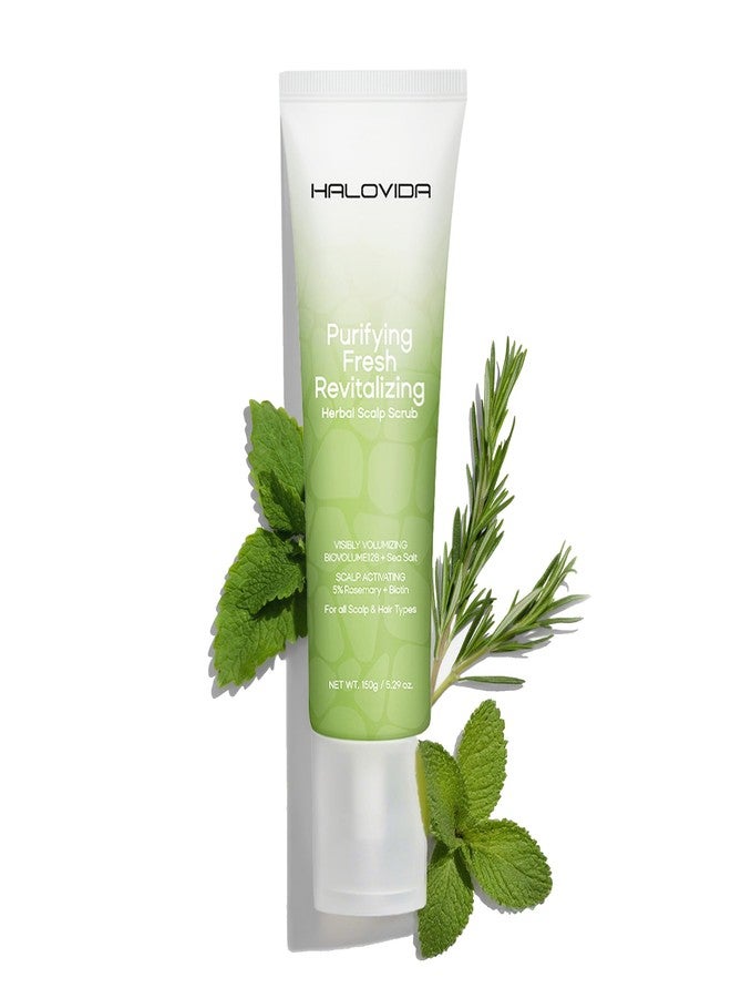 HALOVIDA Sea Salt Rosemary & Mint Scalp Scrub, Clean Silicon Oil-Free, Itchy Relief Scalp Treatment for Dandruff, Gently Exfoliator Cruelty-Free, Relieves Dryness, Promotes Hair Growth - Image 1