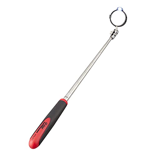Ullman Devices HTE-LT2 Round Inspection Mirror - Swivel Free LED Telescopic Mirror with Quick Release Tab, Stainless Steel Handle - Image 1