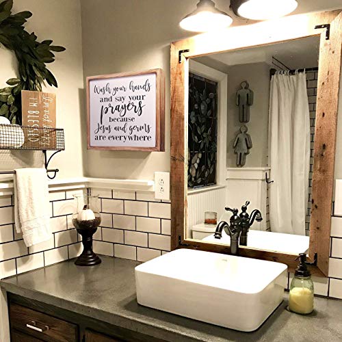 Athena's Elements Bathroom Decor, Wood Decor, Framed, Wash Your Hands, 12"*12" inches, Bathroom Sign, Cute Sign, Farmhouse - Image 3