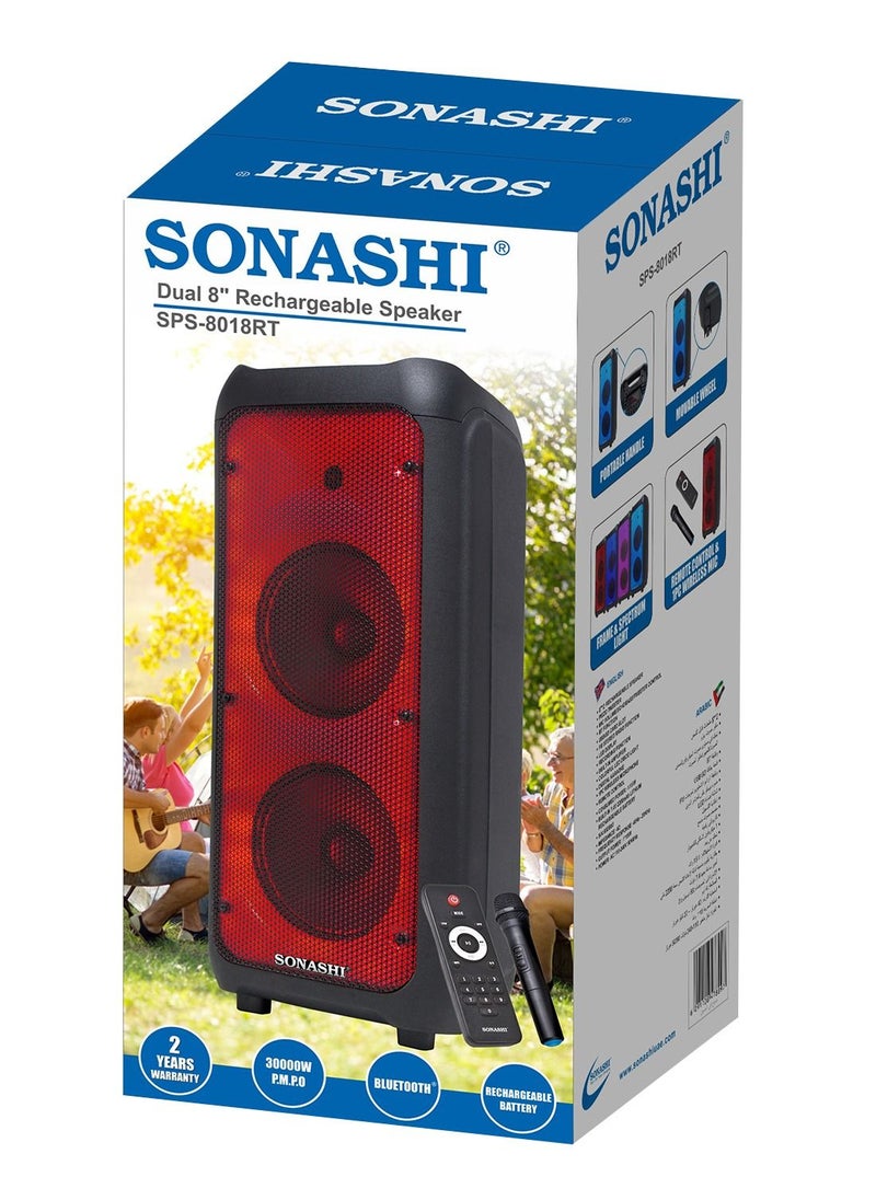SONASHI - 8-Inch Rechargeable Speaker - Bluetooth And Fm Stereo Radio Function Mic Volume / Echo / Bass / Tweeter Control Led Display, Disco Light With Recording Function Rechargeable And Portable Device - Image 1