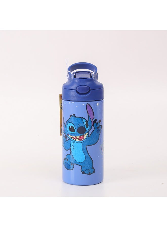 Disney Stitch Kids Stainless Steel Water Bottle 360ml BPA-Free Leakproof Straw Bottle with Flip Lid – Blue - Image 1