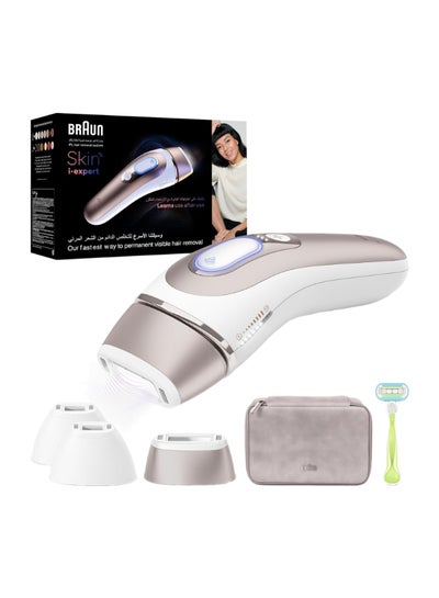 BRAUN IPL Skin iexpert Pro 7 PL7257 at Home Hair Removal, Free App, Pouch, Venus Razor, 3 Heads. Pink / White