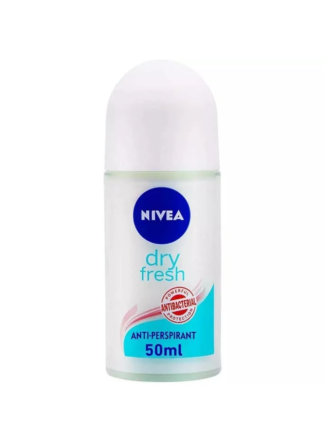 NIVEA Dry Fresh Roll On, Antiperspirant for Women, Antibacterial Protection, Roll-on 50ml - Image 1