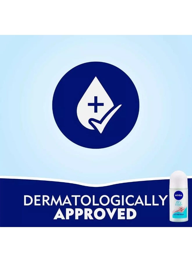 NIVEA Dry Fresh Roll On, Antiperspirant for Women, Antibacterial Protection, Roll-on 50ml - Image 4