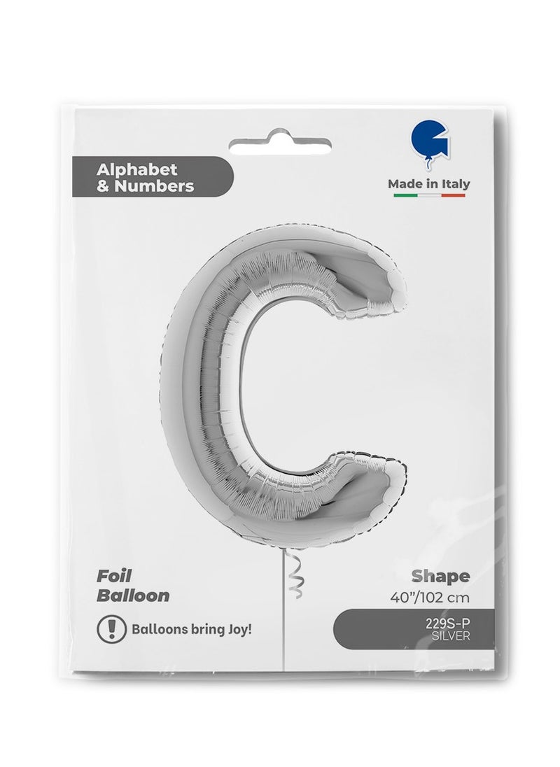 GRABO 40" Foil Balloon Letter C Silver  - Image 2
