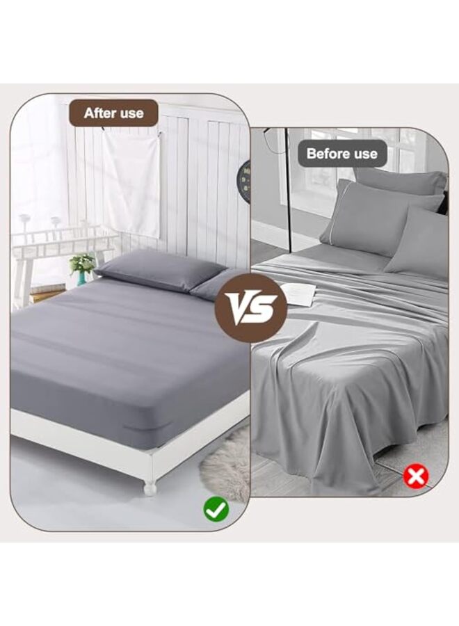 حاملات ملاءات، ملاءات سرير آمنة، مثبتات ملاءات متينة ومحكمة الغلق لأشرطة ملاءات الزاوية المجهزة تناسب أسرة التوأم والملكية بجميع أحجام المراتب (4، أبيض) - Image 2