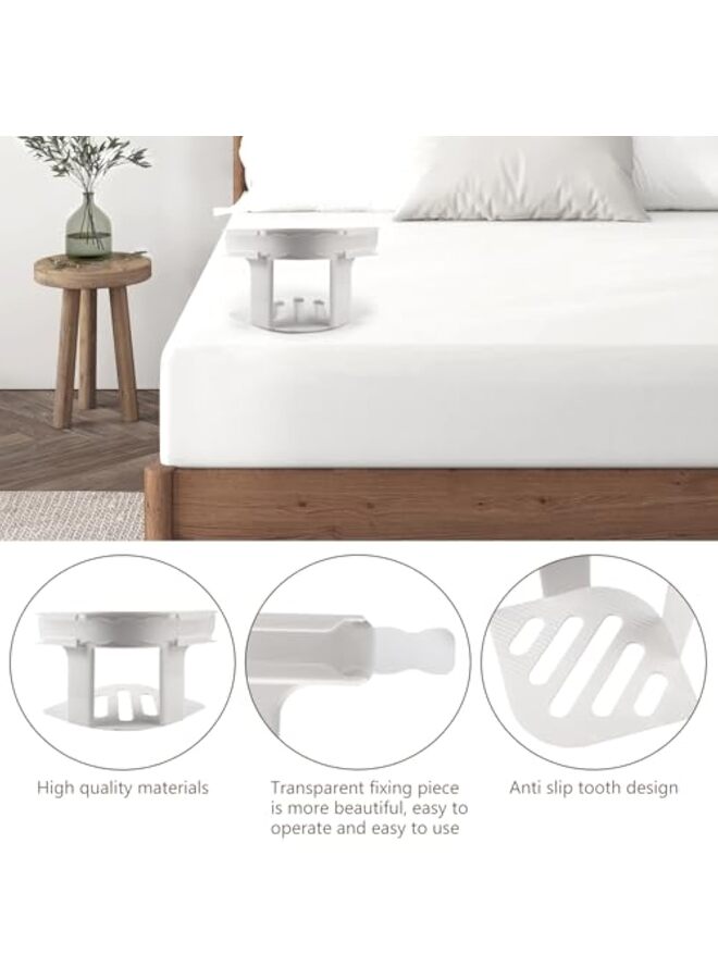 حاملات ملاءات، ملاءات سرير آمنة، مثبتات ملاءات متينة ومحكمة الغلق لأشرطة ملاءات الزاوية المجهزة تناسب أسرة التوأم والملكية بجميع أحجام المراتب (4، أبيض) - Image 3