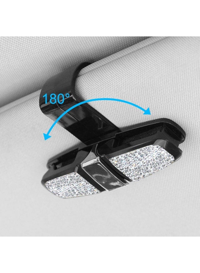 2 Pcs glasses holder suitable for car sun visors, sunglasses glasses holder with ticket clip - Black+Silver - Image 5