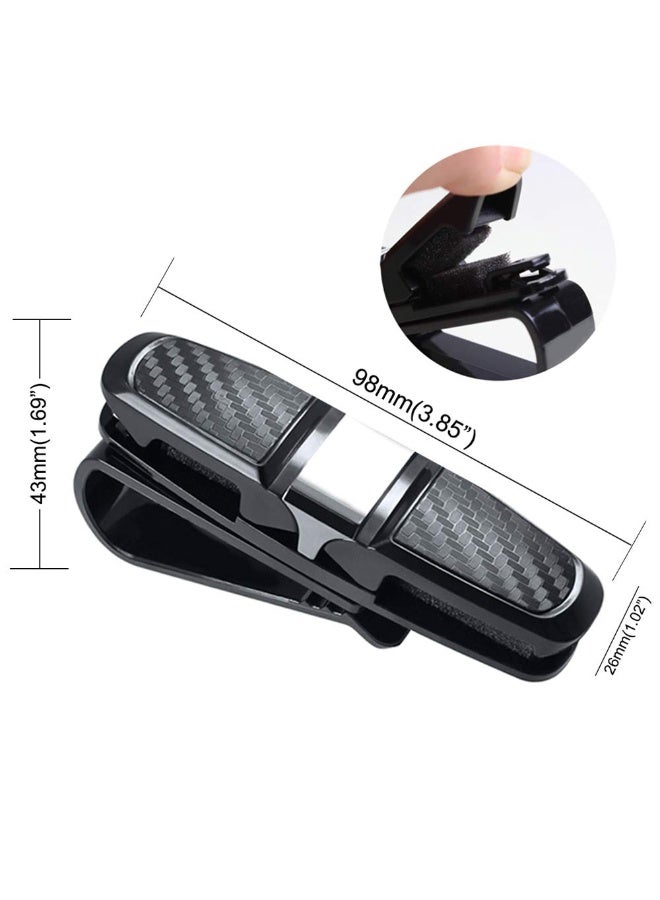 2 Pcs glasses holder suitable for car sun visors, sunglasses glasses holder with ticket clip - Black+Silver - Image 4