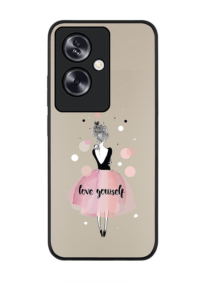 Stylizedd Rugged Black Edge Case for Oppo A79 5G, Slim fit Soft Case Flexible Rubber Edges Anti Drop TPU Gel Thin Cover - Love Yourself - Image 1