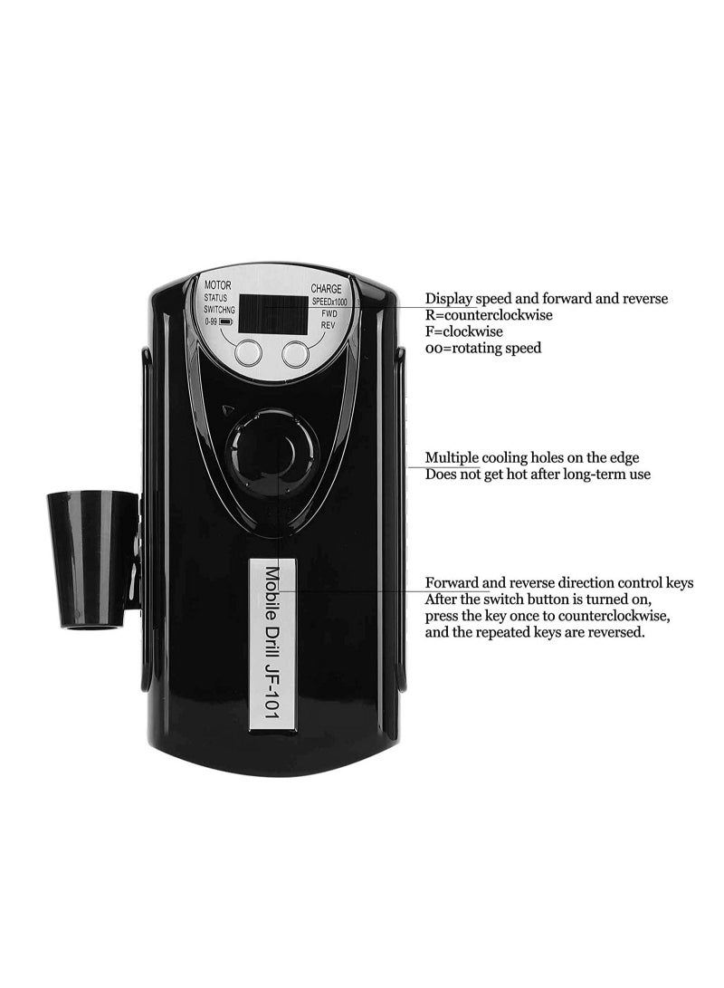 general Rechargeable Nail Drill Machine, Nail Cutter Electric Nail Polisher Machine Manicure ABS Professional Portable Electric Nail Grinder Polishers Nail Drill Machine (Black) - Image 3