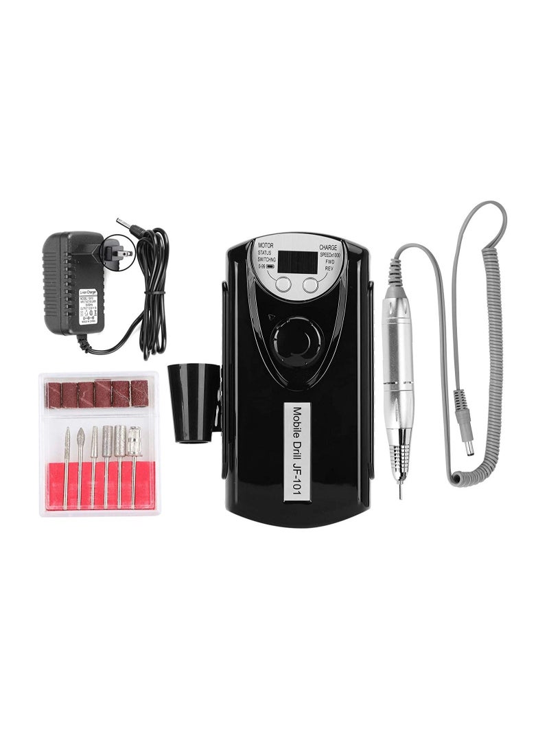 general Rechargeable Nail Drill Machine, Nail Cutter Electric Nail Polisher Machine Manicure ABS Professional Portable Electric Nail Grinder Polishers Nail Drill Machine (Black) - Image 1