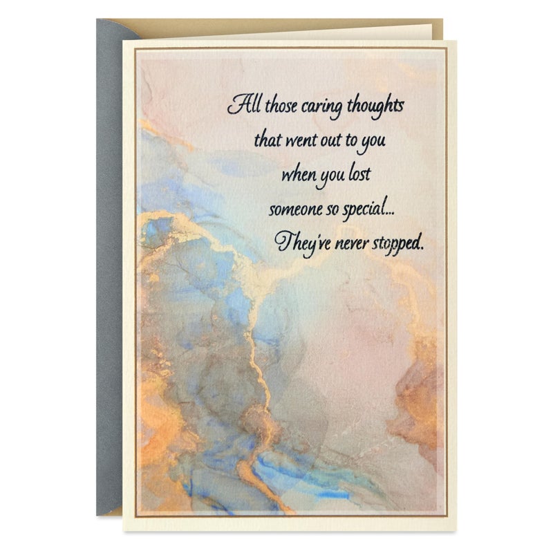 Hallmark Sympathy Card for Anniversary of Death (Caring Thoughts Never Stopped) for Widow, Widower, Friend - Image 1