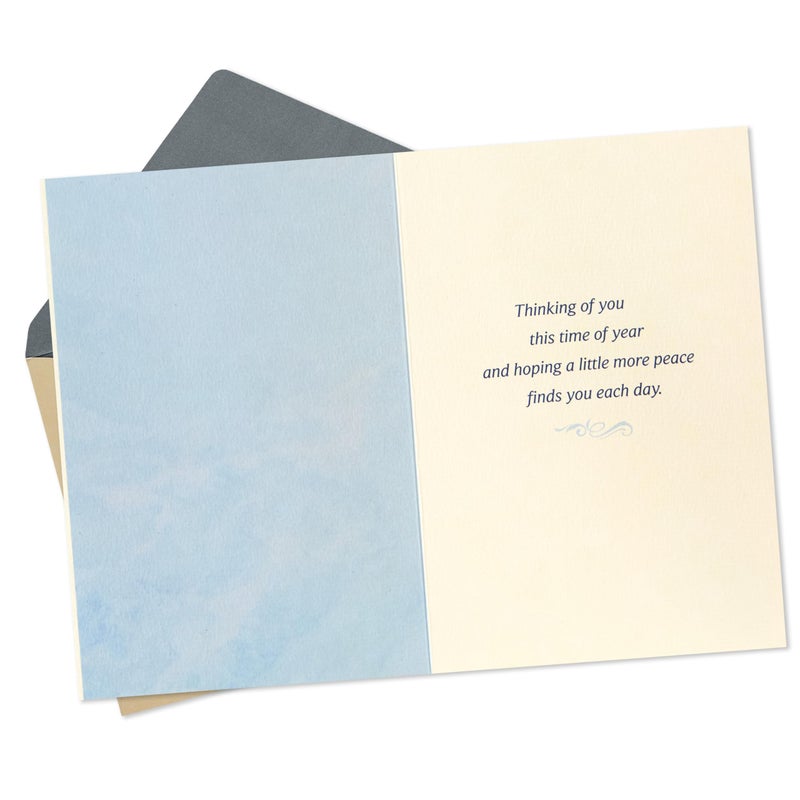 Hallmark Sympathy Card for Anniversary of Death (Caring Thoughts Never Stopped) for Widow, Widower, Friend - Image 2