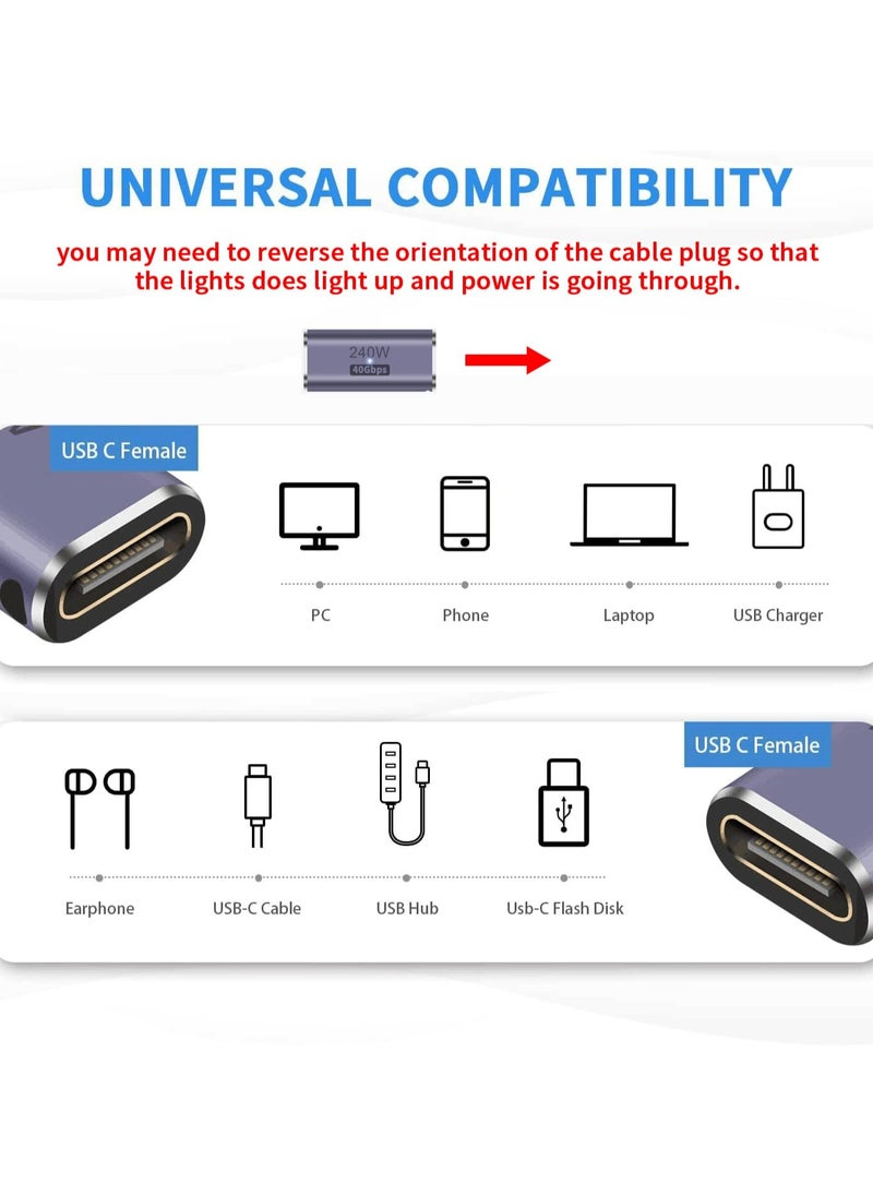 CMGTYYD - USB C Female to Female Adapter, USB C Coupler 240W Power Delivery, 40Gbps USB C Female to Female Coupler USB C Extender with 8K@60Hz Compatible for iPad, MacBook,Thunderbolt 4/3, (2Pack) - Image 1