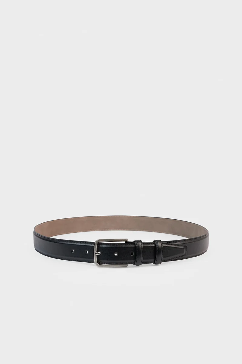 Man Rectangle Clasp Faux Leather Classic Belt